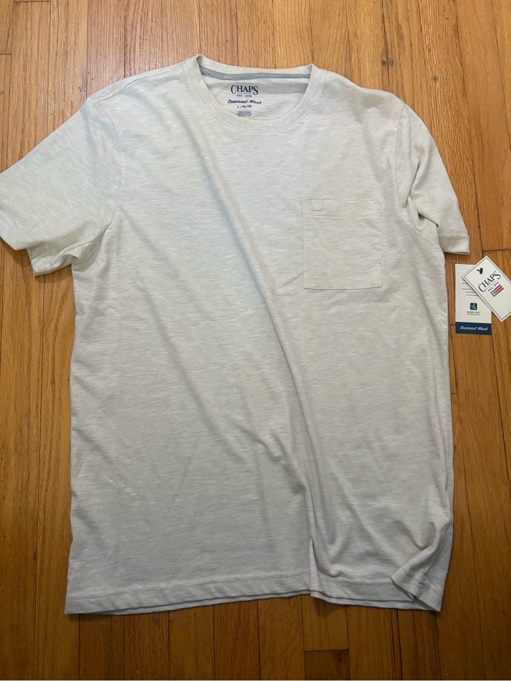 Chaps Men's Short Sleeve Pocket Tee - Light Heather Cream